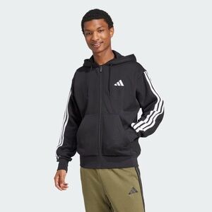 Adidas Black Zip-Up Hoodie with White Accents